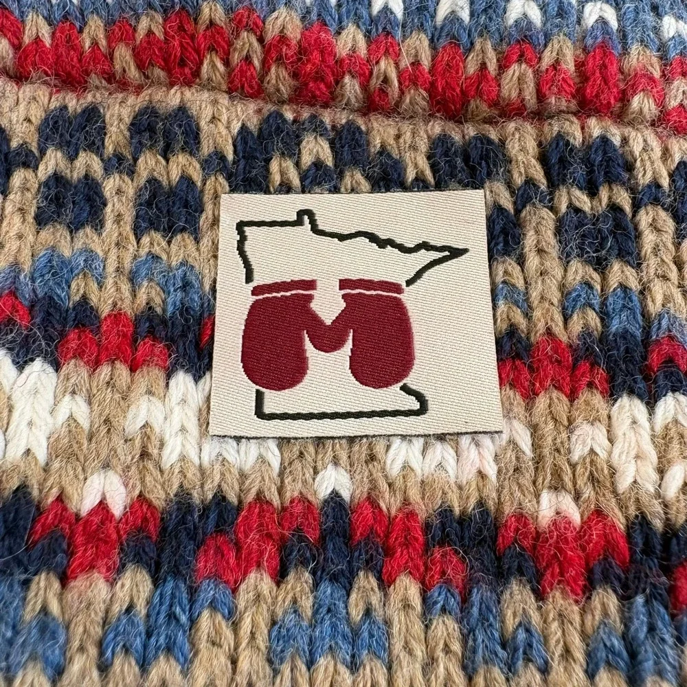 Minnesota Mittens Fair Isle Wool Blend Fleece Lined Knit Mittens Medium USA Made